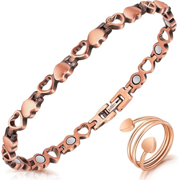 Pure Copper Women’s Anklet with Adjustable Sizing - Elegant Magnetic Charm - Picture 1 of 7